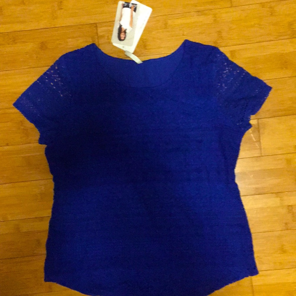Beautiful Blue knit eyelet top